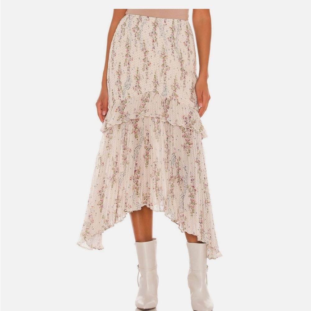 AMUR Mavis Midi Skirt in Beige Size 0 NWT